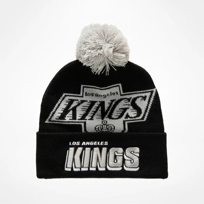 Mitchell & Ness Men's NHL Punch Out Pom Knit Kings Knit Hat made by Mitchell & Ness