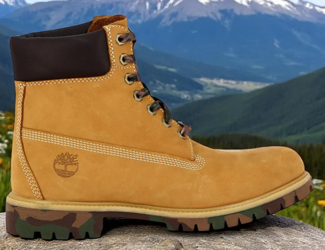 Timberland Men's 6In Premium Boot Wheat Camo Wide Boots sold by Zulily