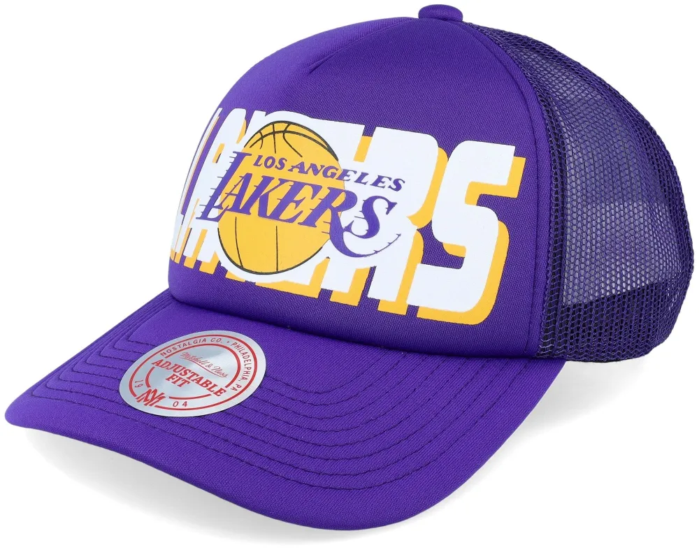 Mitchell & Ness Men's NBA Billboard Trucker Snapback Lakers Snapback Caps sold by Zulily