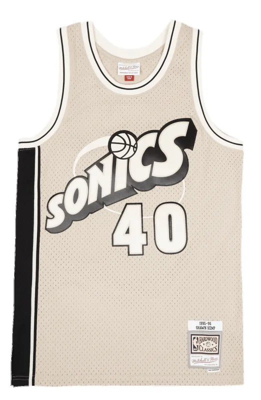Mitchell & Ness Men's Khaki Black Swingman Jersey Supersonics 1995 Shawn Kemp Jerseys sold by Zulily