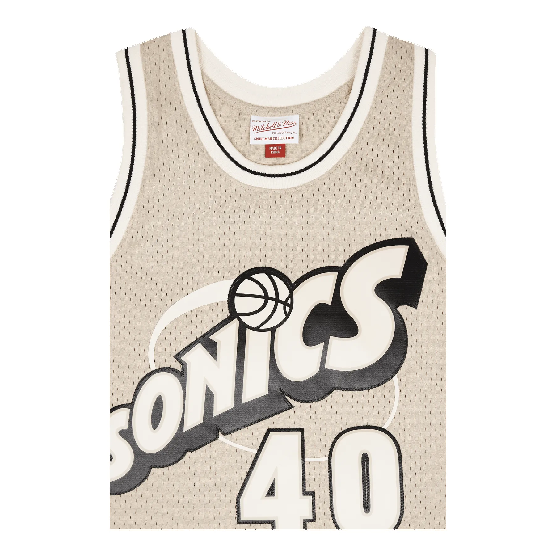 Mitchell & Ness Men's Khaki Black Swingman Jersey Supersonics 1995 Shawn Kemp Jerseys sold by Zulily product image thumbnail 3