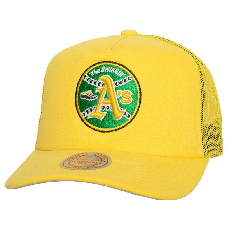 Mitchell & Ness Men's MLB Curveball Trucker Coop Athletics Ball Caps made by Mitchell & Ness