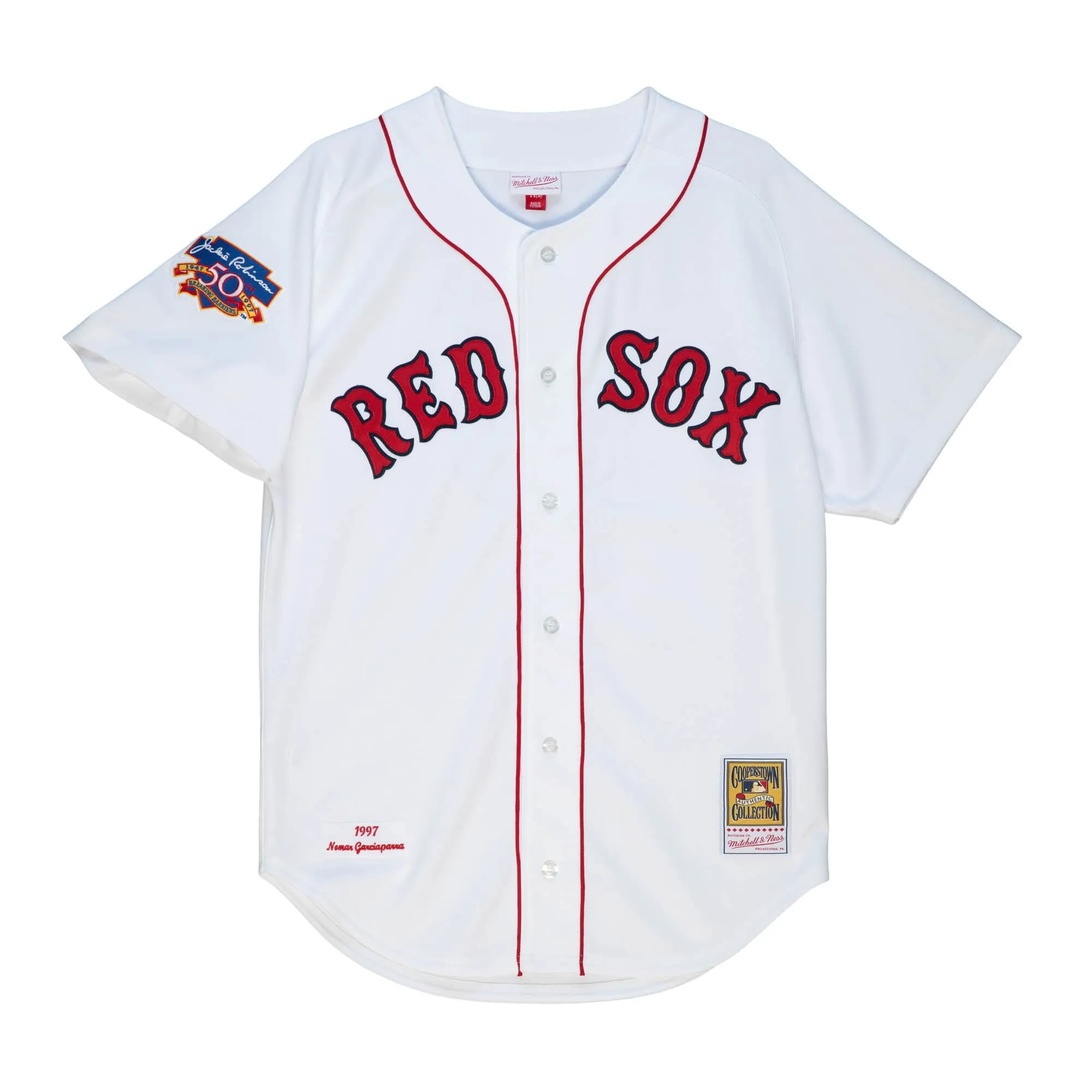 Mitchell & Ness MLB White Jersey Boston Red Sox 1997 Nomar Garciaparra sold by Zulily