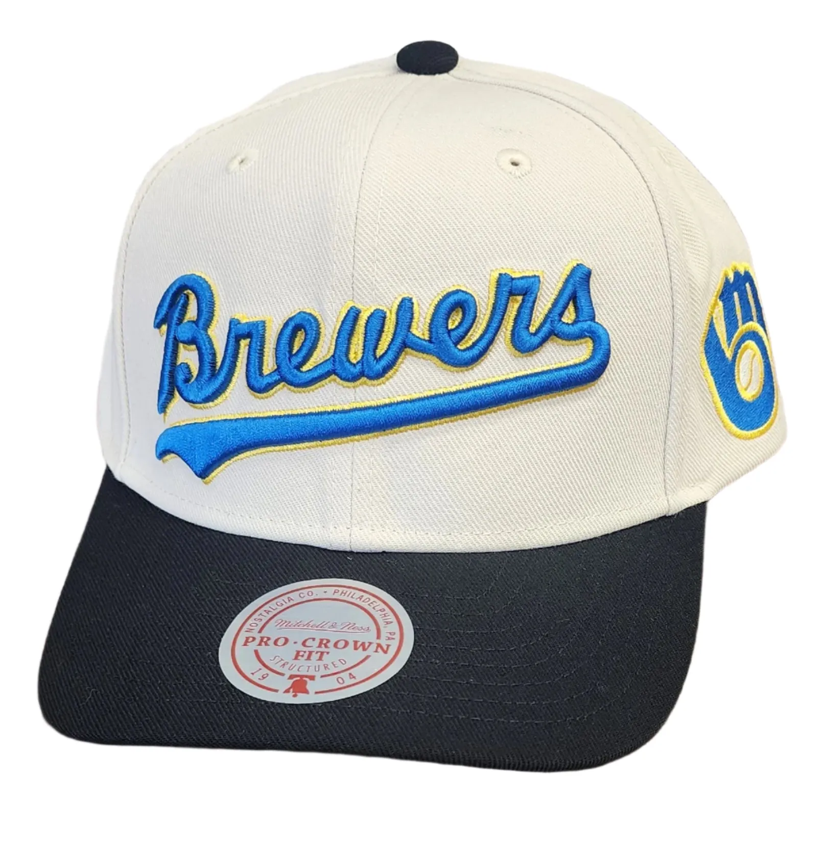 Mitchell & Ness Men's MLB Off Word Pro Snapback Coop Brewers Snapback Caps sold by Zulily