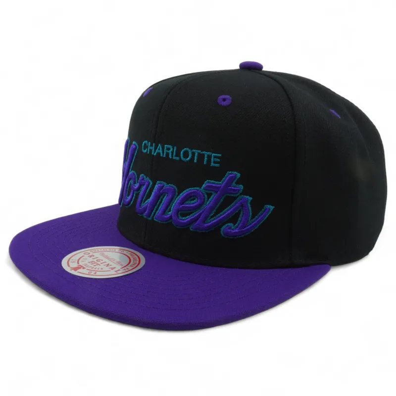 Mitchell & Ness Men's NBA Script Pop Snapback Hornets Snapback Caps made by Mitchell & Ness