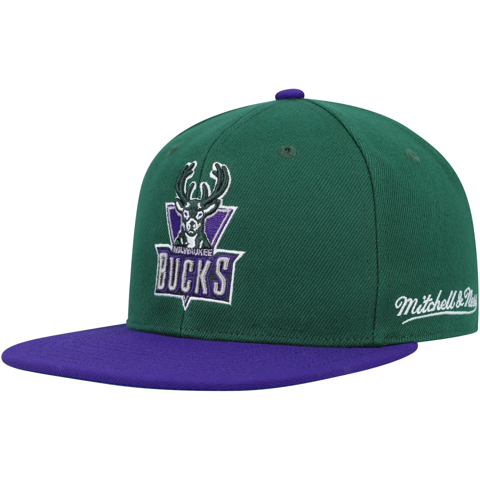 Mitchell & Ness Men's NBA Milwaukee Bucks Coast 2 Coast Fitted Fitted Caps sold by Zulily