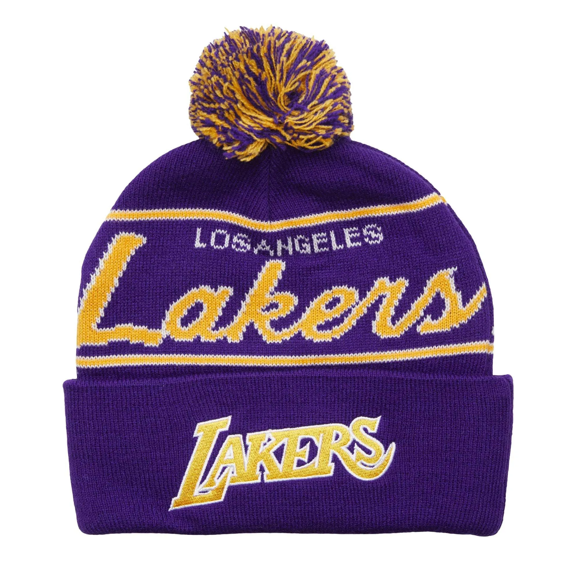 Mitchell & Ness Men's NBA Script Pom Beanie Hwc Lakers Beanies sold by Zulily