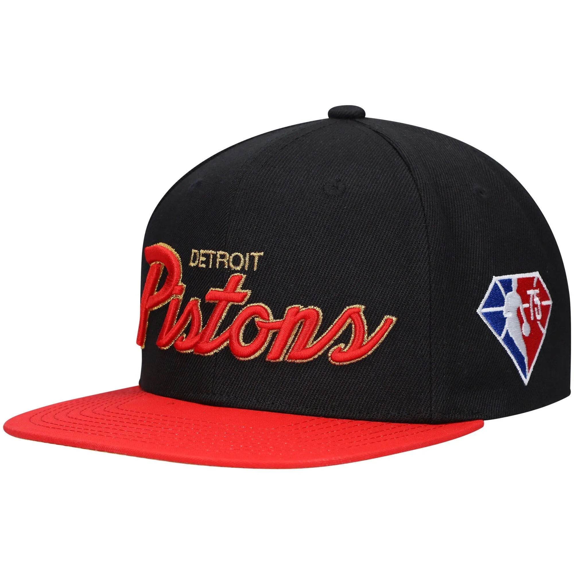 Mitchell & Ness Men's NBA 75Th Gold Snapback Pistons Snapback Caps sold by Zulily