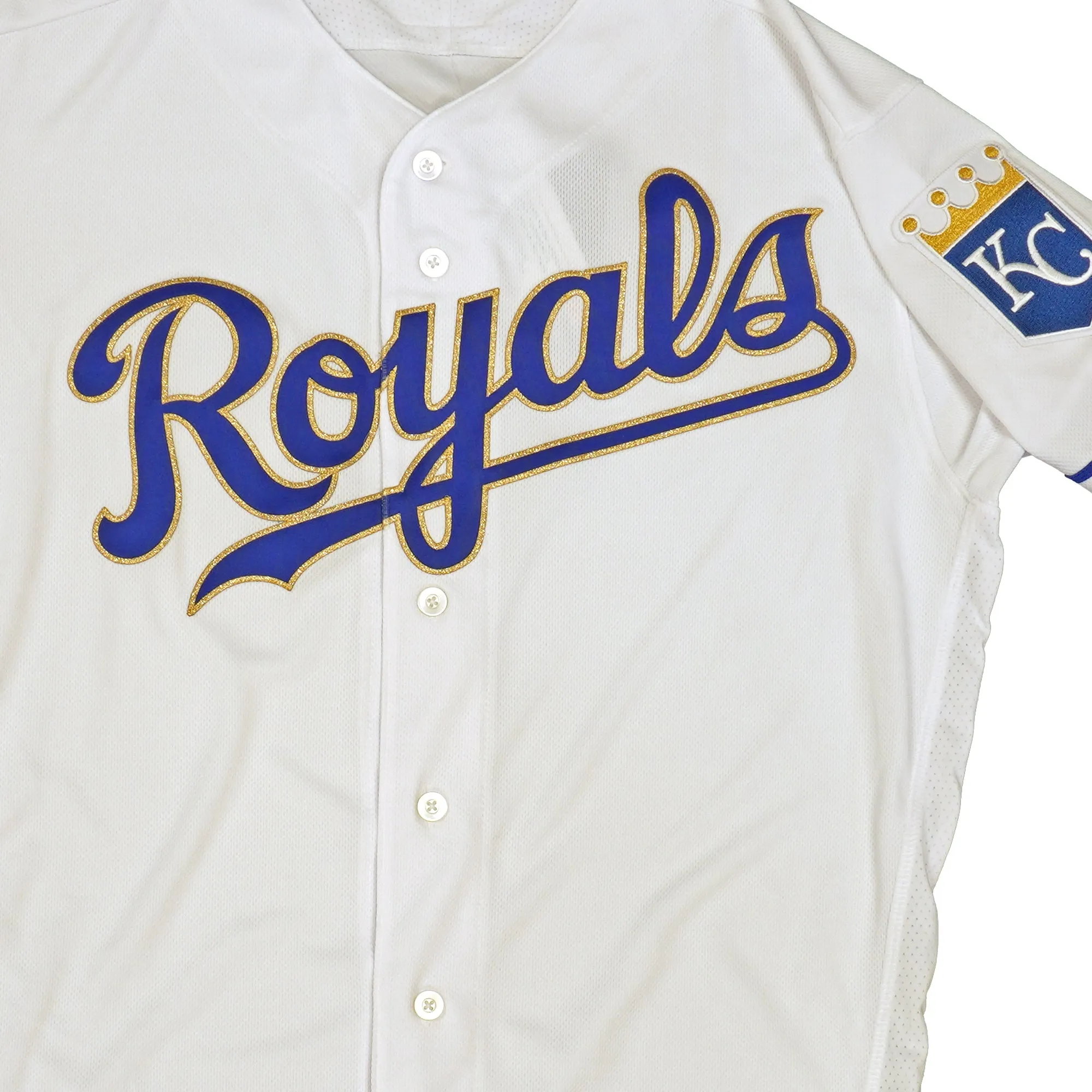 Majestic Men's MLB Kansas City Royals Authentic On Field Flex Base Jersey -Home White/Gold sold by Zulily product image thumbnail 2