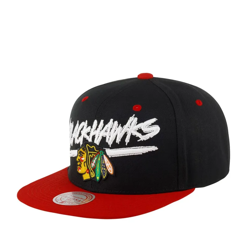 Mitchell & Ness Men's NHL Transcript Snapback Blackhawks Snapback Caps made by Mitchell & Ness