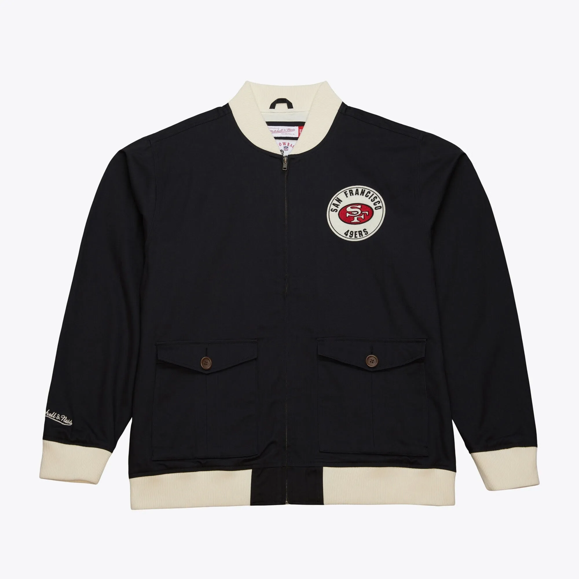 Mitchell & Ness Men's NFL Replay Cotton Twill Jacket Vintage Logo 49Ers sold by Zulily
