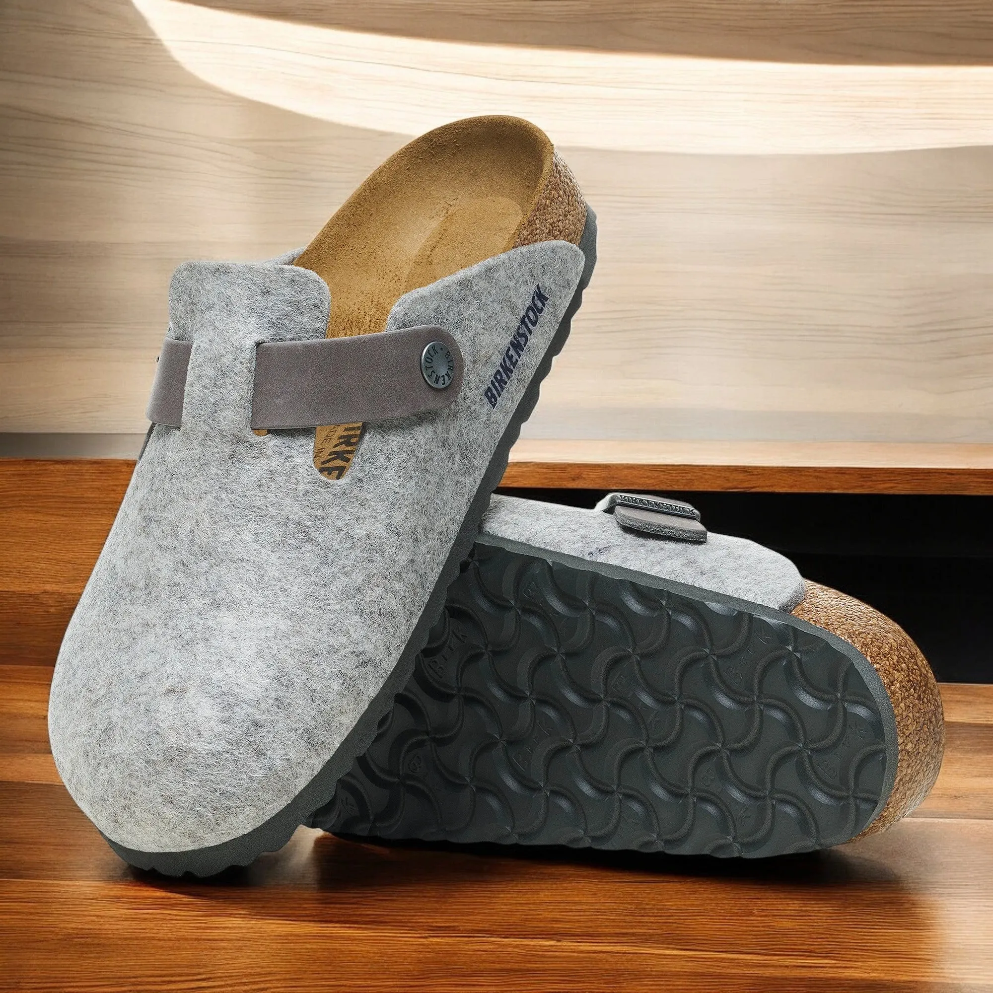 Birkenstock Boston Natural Leather-Felt 'Regular Fit' sold by Zulily product image thumbnail 3
