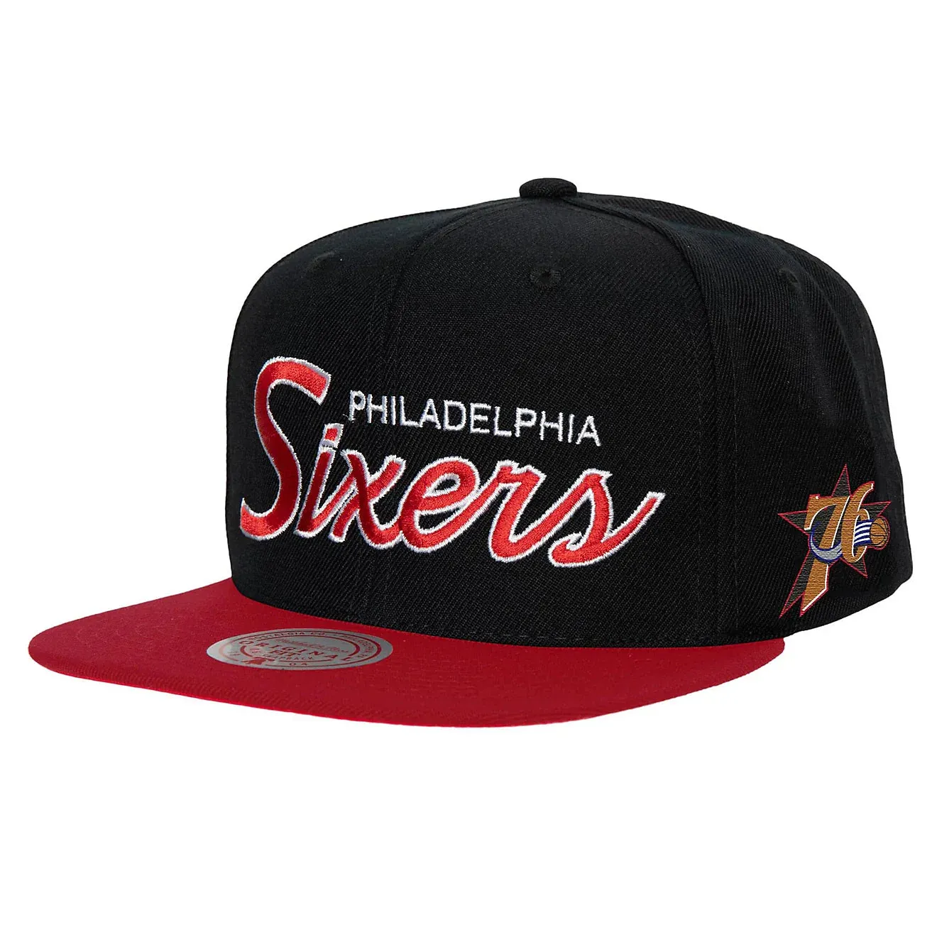 Mitchell & Ness Men's NBA Team Script 2.0 Snapback Hwc 76Ers Snapback Caps sold by Zulily