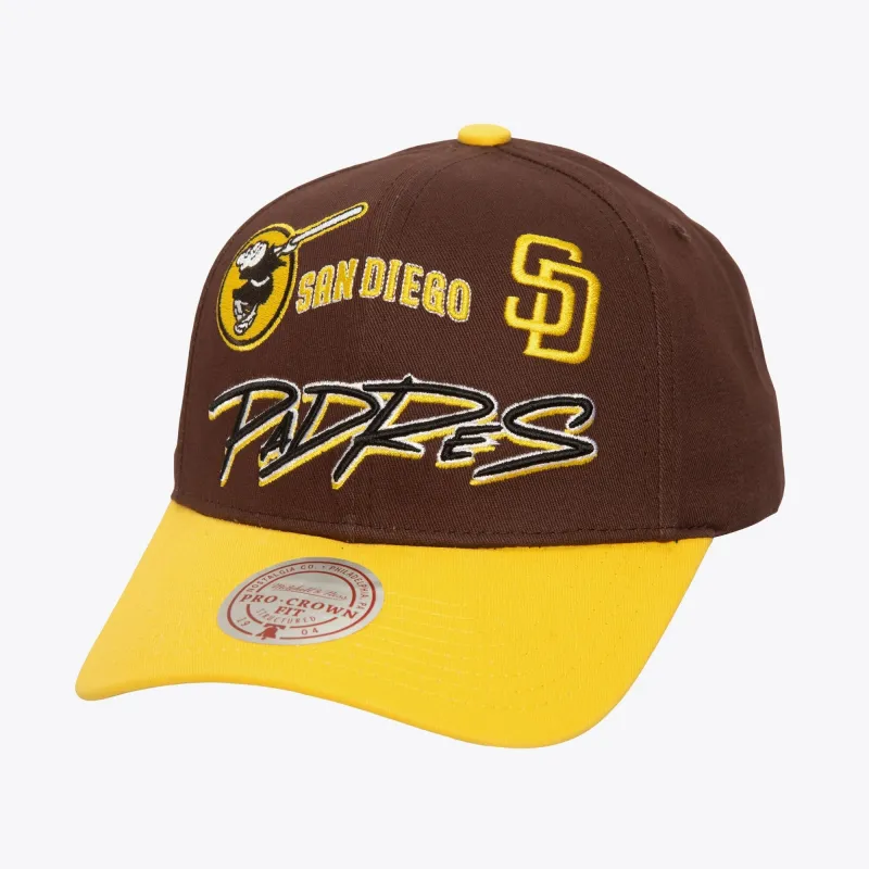 Mitchell & Ness Men's MLB Eldy Script Pro Snapback Padres Snapback Caps made by Mitchell & Ness