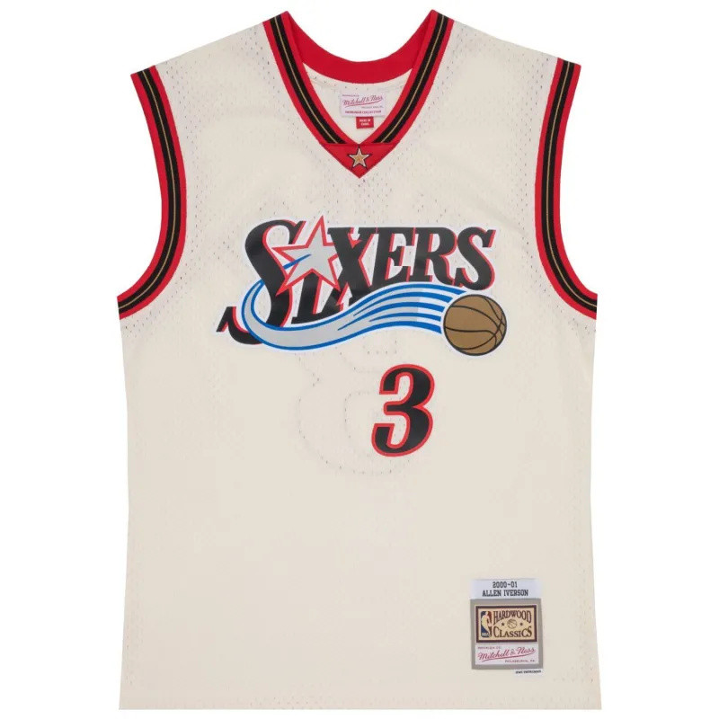 Mitchell & Ness Men's Cream Team Color Swingman Jersey 76Ers 2000 Allen Iverson sold by Zulily