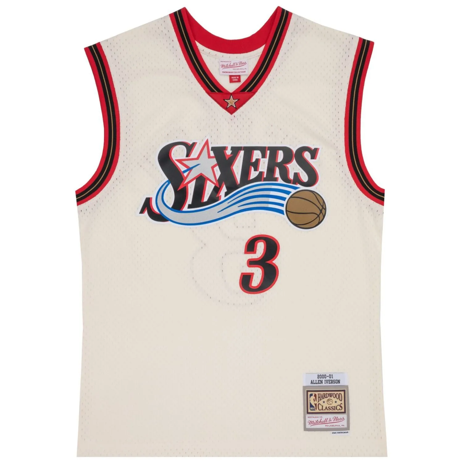 Mitchell & Ness Men's Cream Team Color Swingman Jersey 76Ers 2000 Allen Iverson sold by Zulily