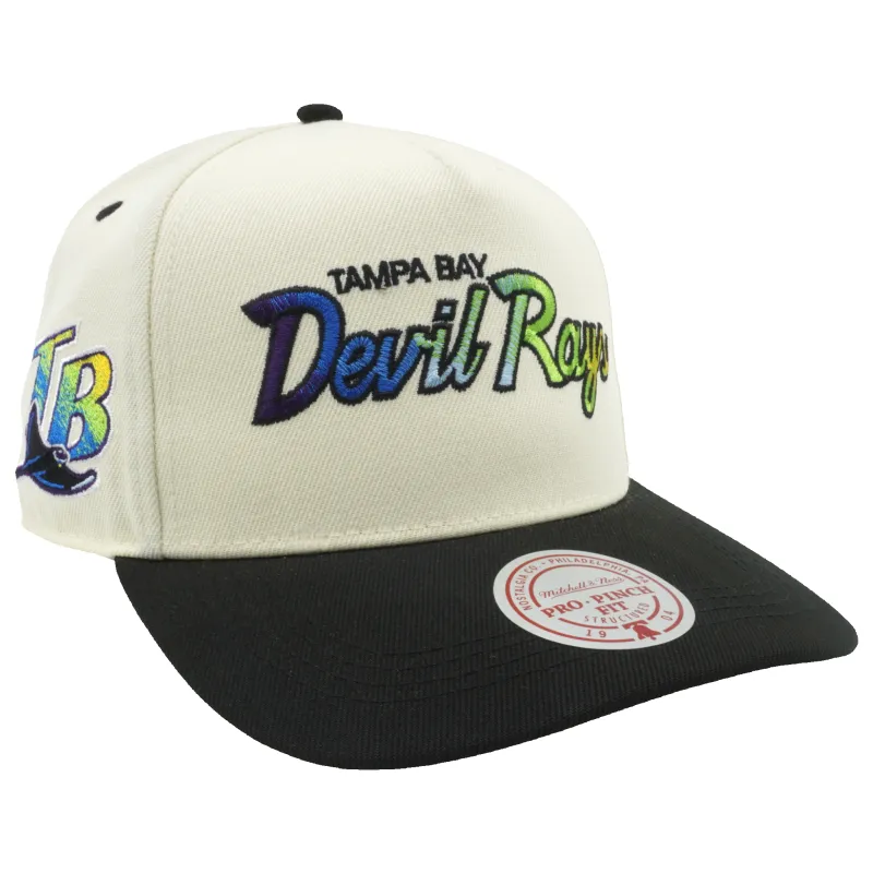 Mitchell & Ness Men's MLB Hat Trick Script Pro Pinch Snapback Coop Rays Hats sold by Zulily