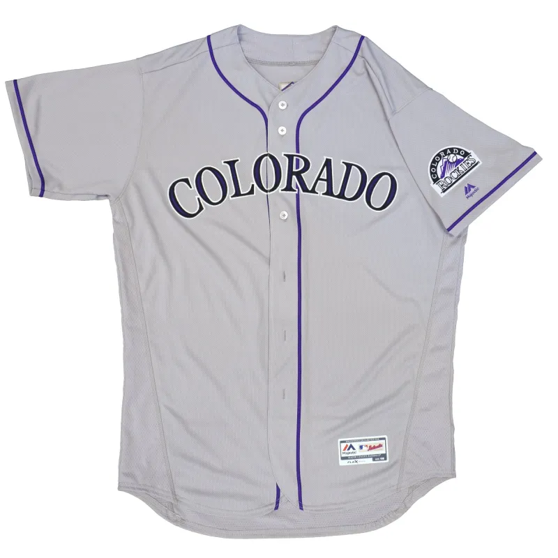 Majestic Men's MLB Colorado Rockies Authentic On Field Flex Base Jersey Gray sold by Zulily