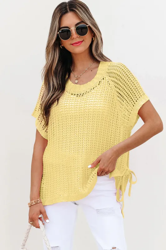 Threaded Pear Celine Tied Short Sleeve Sweater sold by Zulily