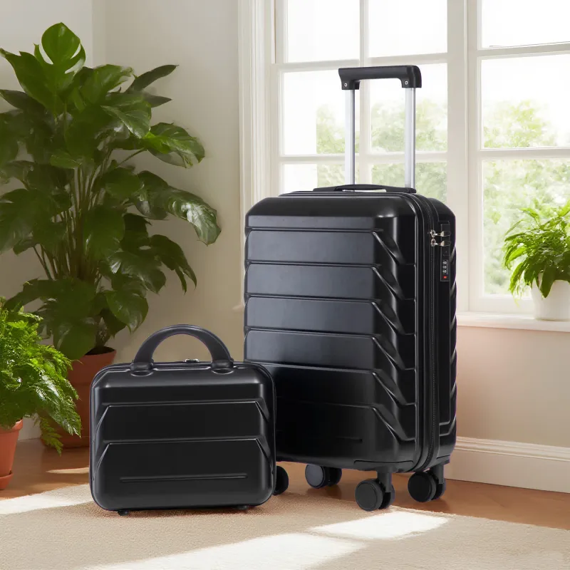 14"/20" 2 pcs/set in ABS Spinner Wheel Luggage, with Combination Lock,14" Cosmetic Case (Black) sold by Zulily