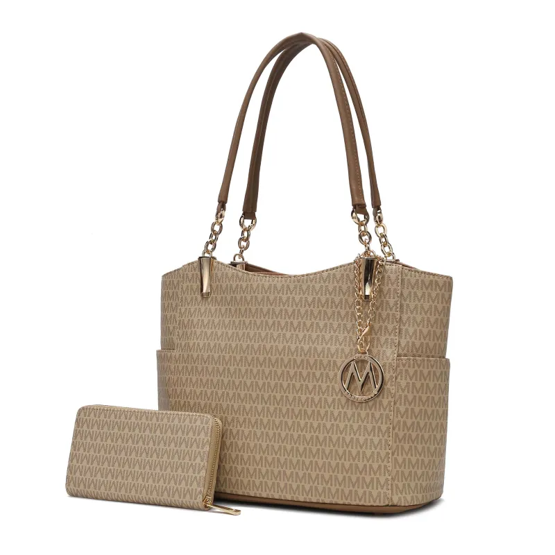MKF Collection Savannah M Logo Printed Women’s Tote and Wristlet Wallet by Mia K- 2 pieces sold by Zulily