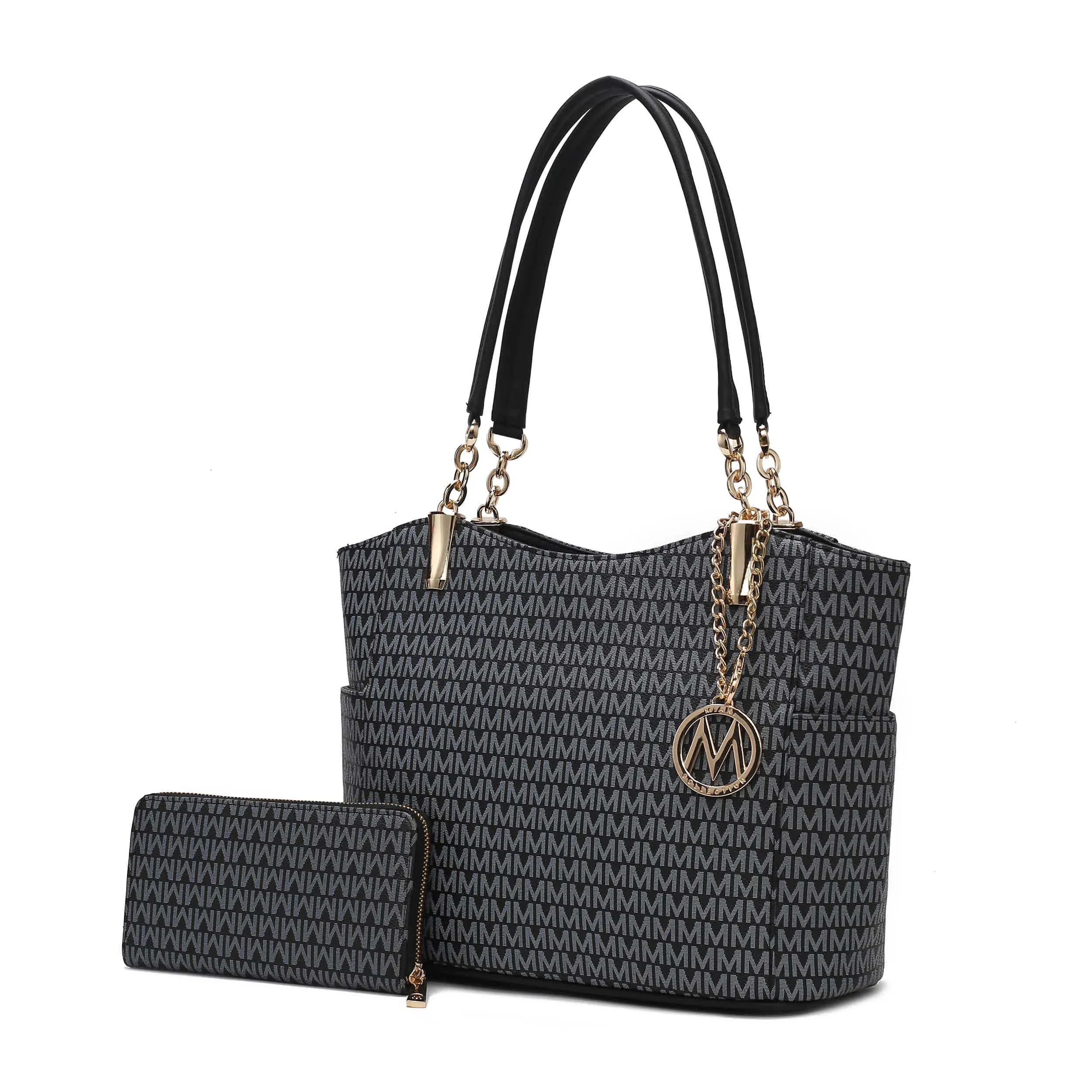 MKF Collection Savannah M Logo Printed Women’s Tote and Wristlet Wallet by Mia K- 2 pieces sold by Zulily product image thumbnail 2