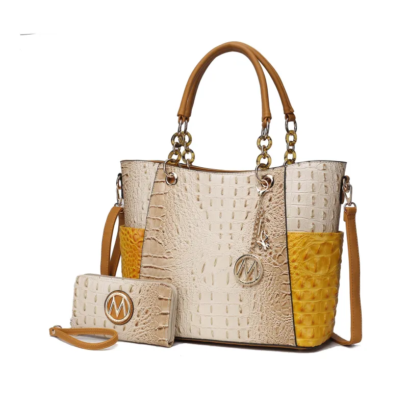 MKF Collection Merlina Faux Crocodile-Embossed Vegan Leather Women’s Tote Bag with matching Wallet by Mia K – 2 pieces sold by Zulily