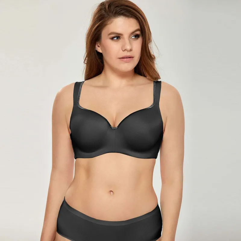 Balconette Seamless Plus Size Underwire Support Full Coverage Bra made by Zulily