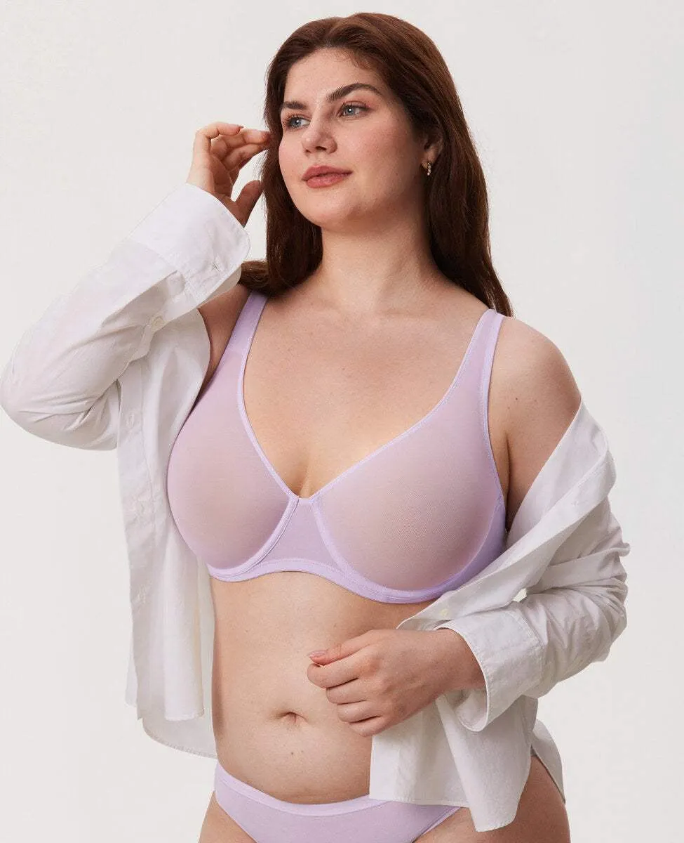 Cosnufy Sheer Mesh Balconette Underwire Full Coverage Unlined Bra sold by Zulily product image thumbnail 3