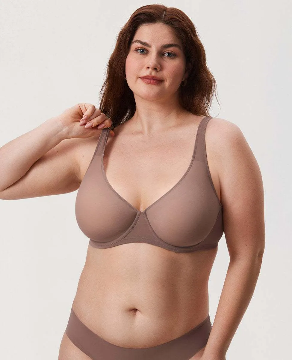 Cosnufy Sheer Mesh Balconette Underwire Full Coverage Unlined Bra sold by Zulily product image thumbnail 2