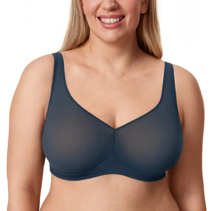 Cosnufy Sheer Mesh Wireless Full Coverage Unlined Bra made by Zulily