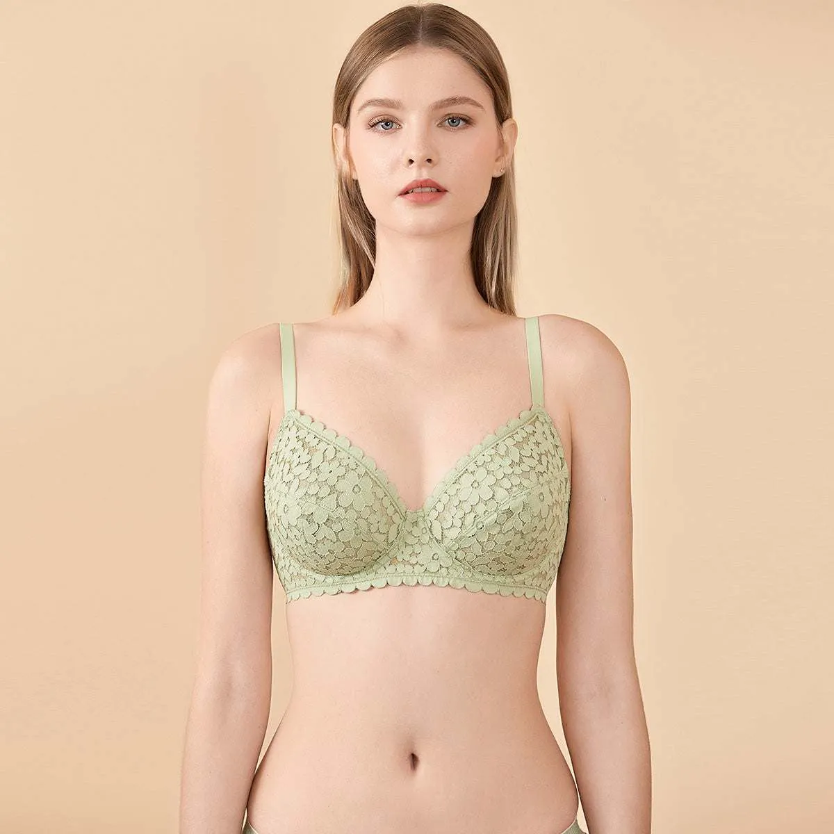 Floral Lace Unlined Minimizer Full Coverage Underwire Bra sold by Zulily product image thumbnail 2