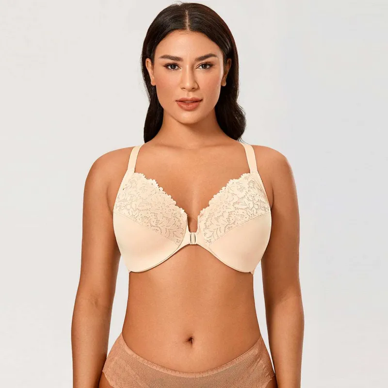 Front Closure Lace Underwire Full Coverage Bra made by Zulily