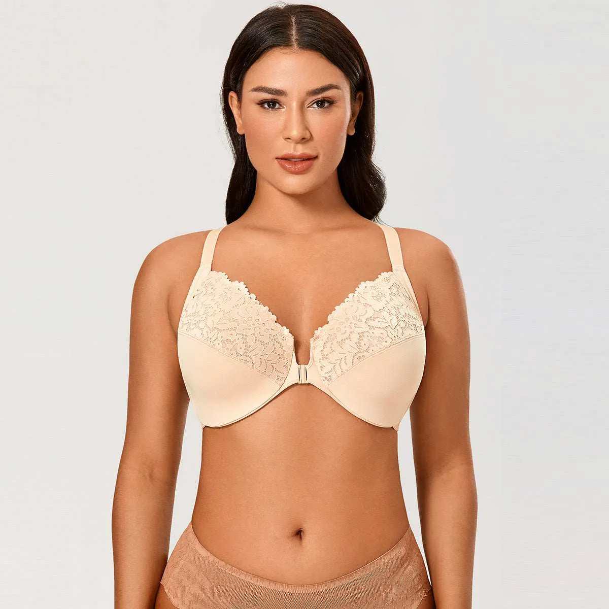 Front Closure Lace Underwire Full Coverage Bra sold by Zulily