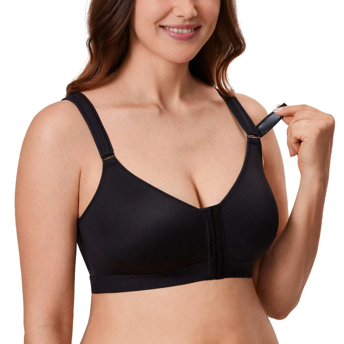 Front Closure X-Back Posture Support Wireless Full Coverage Bra sold by Zulily product image thumbnail 3