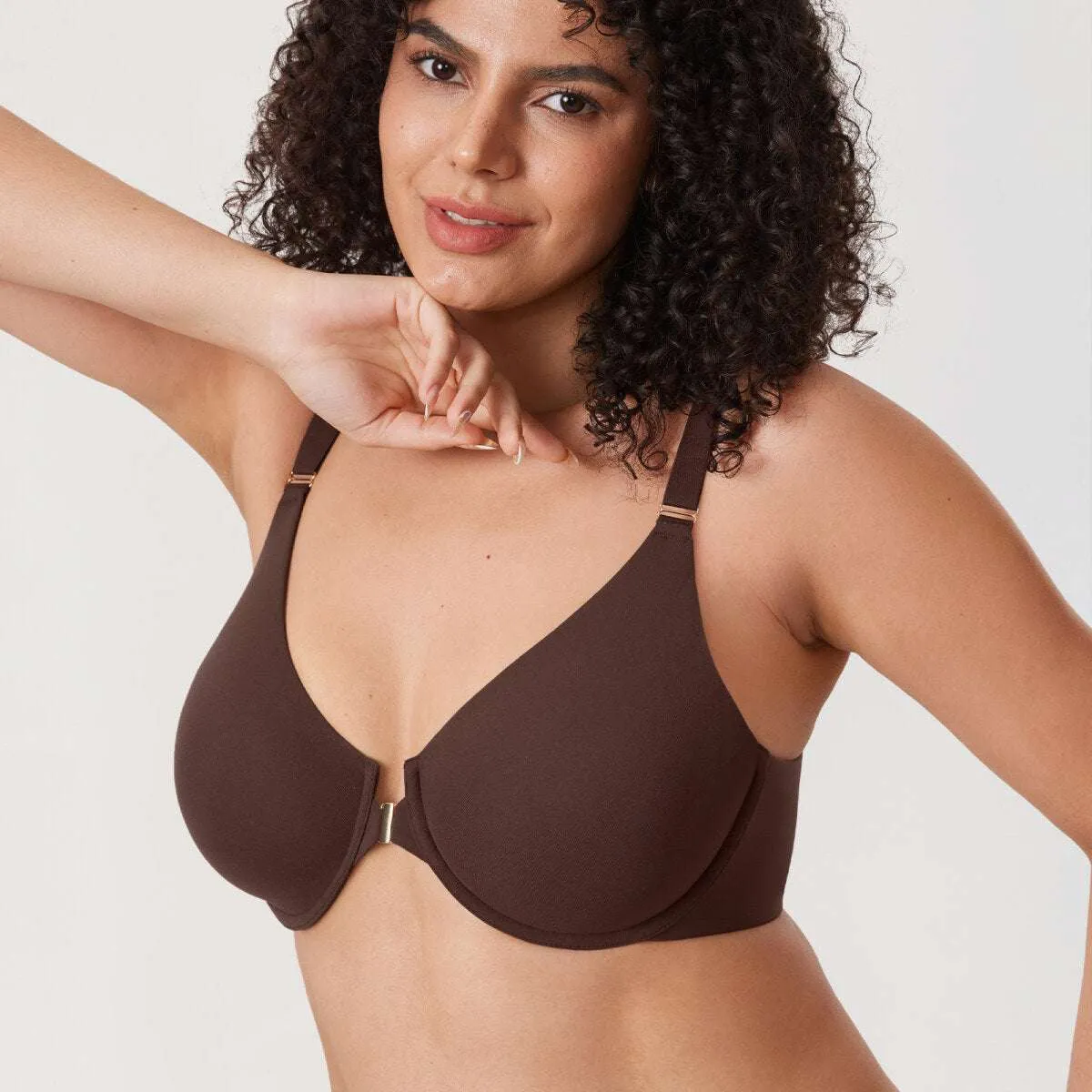 Inbarely Plus Front Closure Racerback Full Coverage Unlined Underwire Bra sold by Zulily
