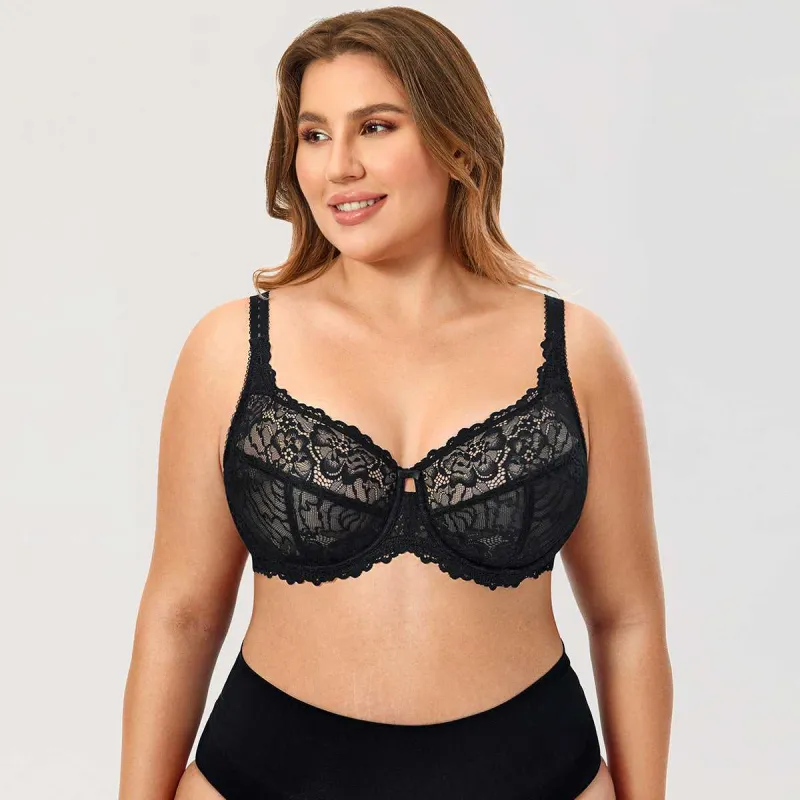 Lace Minimizer Underwire Full Coverage Bra for Big Bust made by Zulily