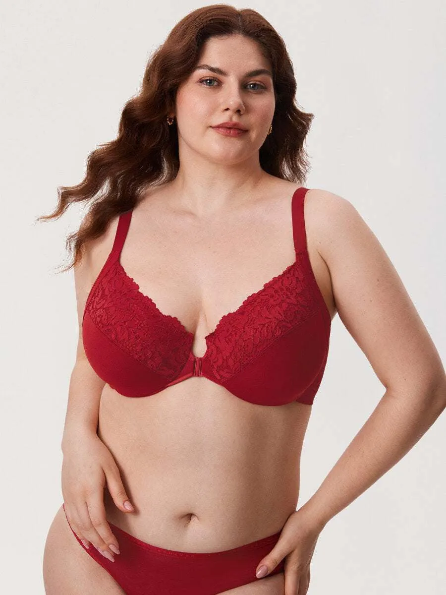 Lace Front Closure Posture Support Underwire Full Coverage Bra sold by Zulily