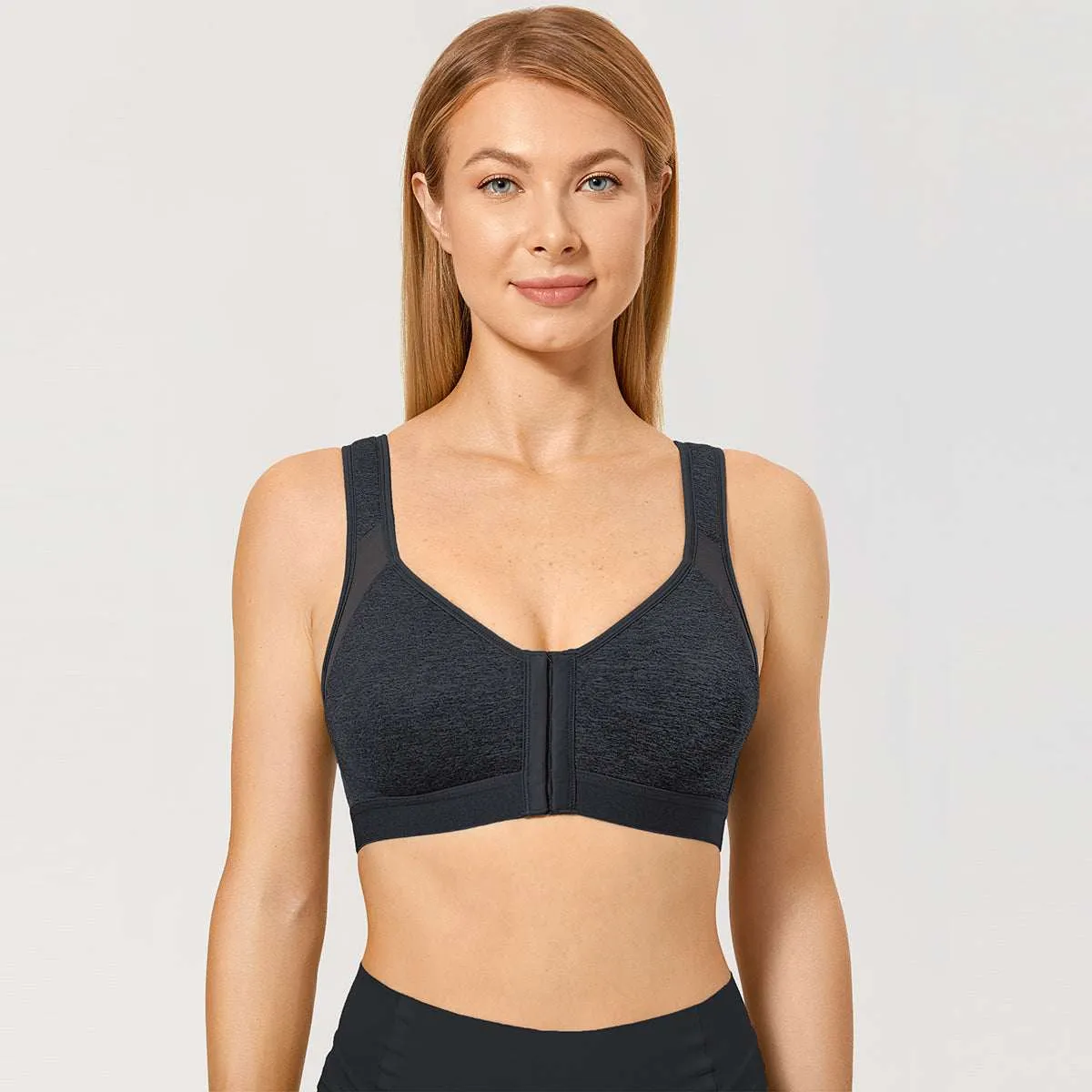 X-Back Posture Support Front Closure Wireless Full Coverage Bra sold by Zulily product image thumbnail 3