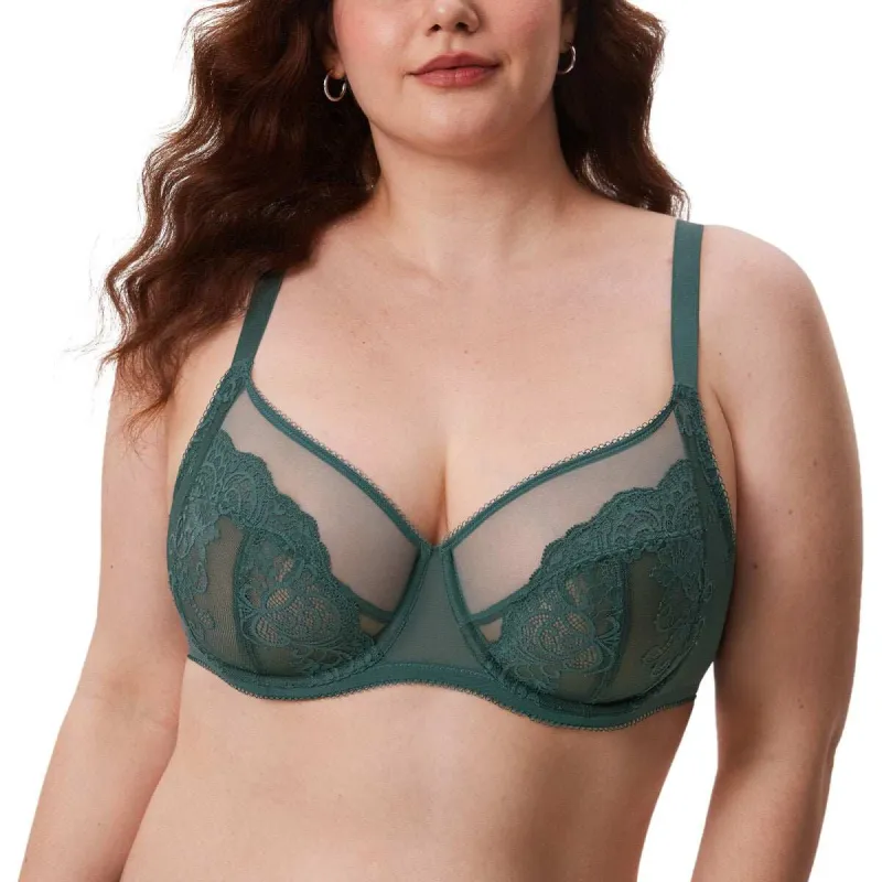 Ultra-Thin Lace Full Coverage Underwire Bra made by Zulily