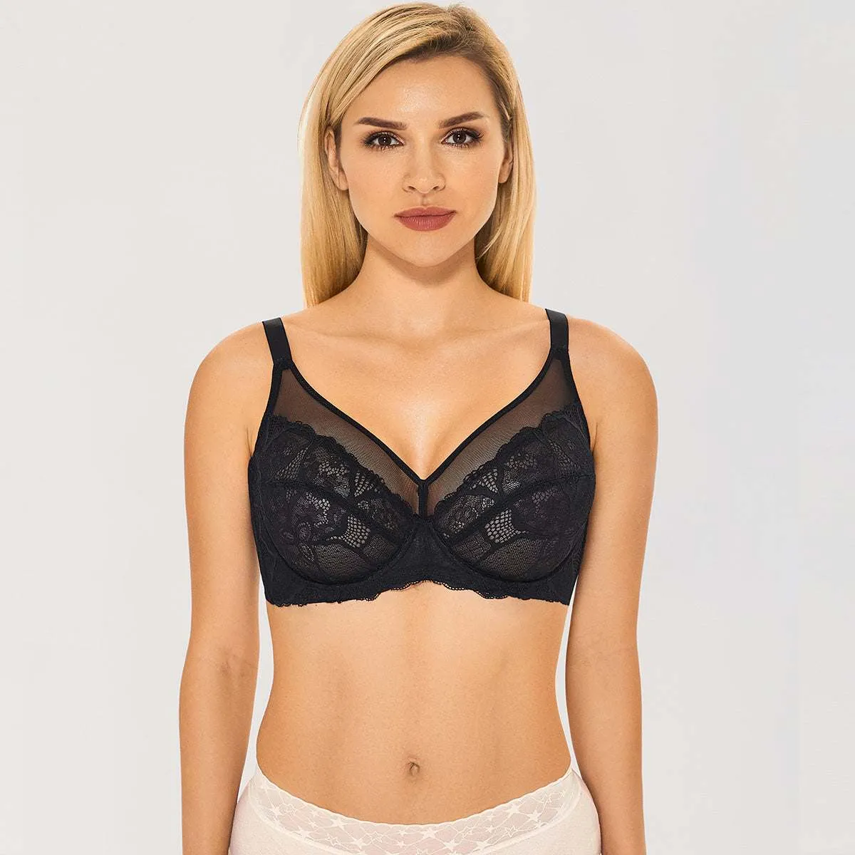 Sheer Lace Minimizer Underwire Bra sold by Zulily product image thumbnail 4