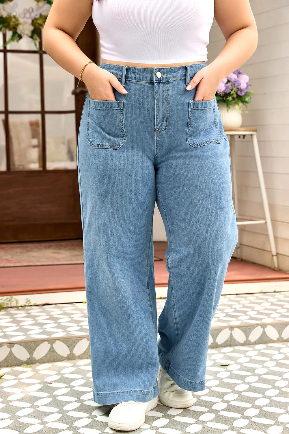Threaded Pear Adelyn Textured Wide Leg PLUS Jeans sold by Zulily product image thumbnail 3