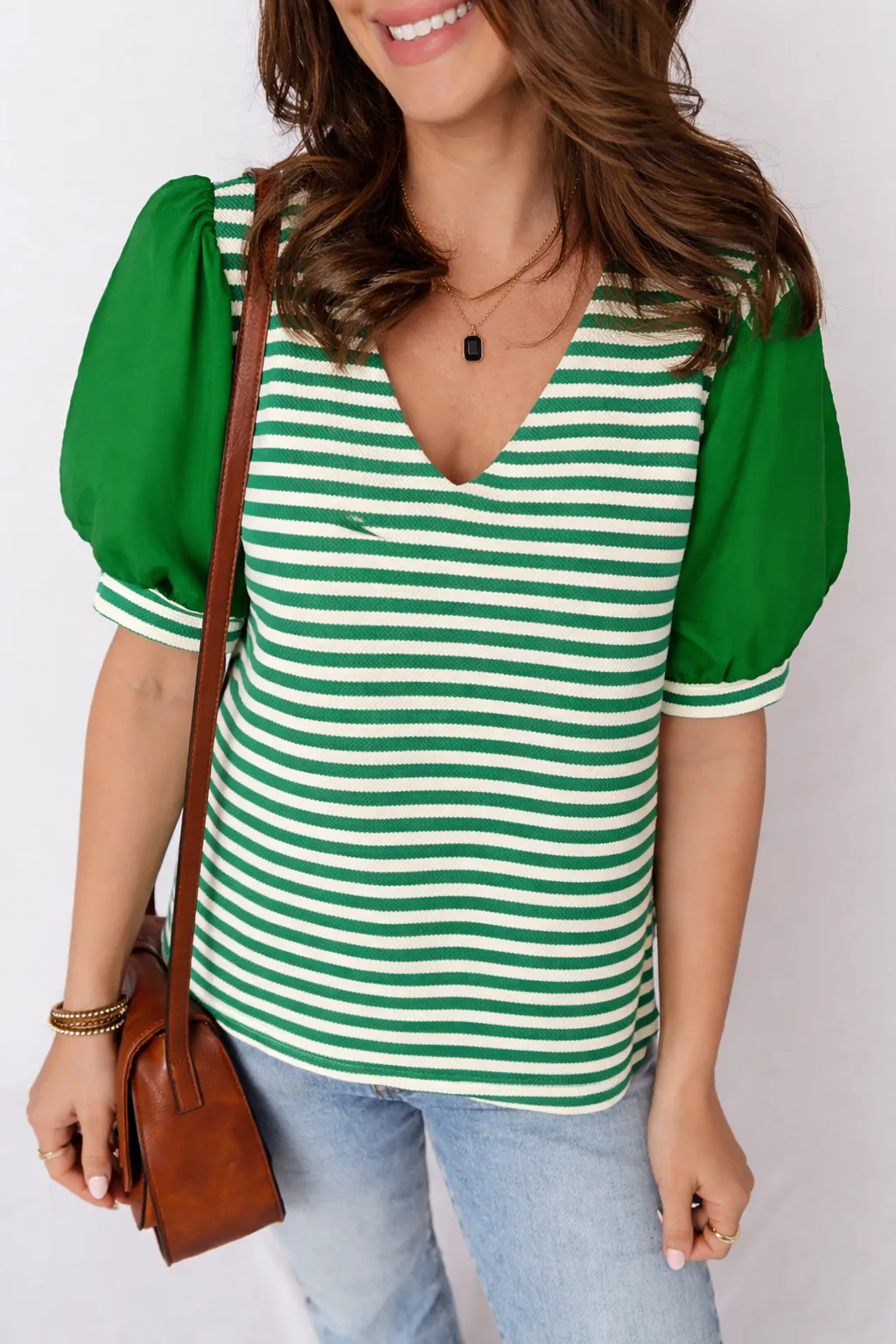 Threaded Pear Leighton Short Sleeve Patchwork Blouse sold by Zulily