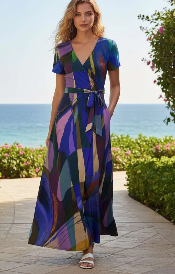 Lily by Firmiana Women’s Short Sleeve Maxi Dress Women’s Apparel Multi Stripe Print sold by Zulily product image thumbnail 5