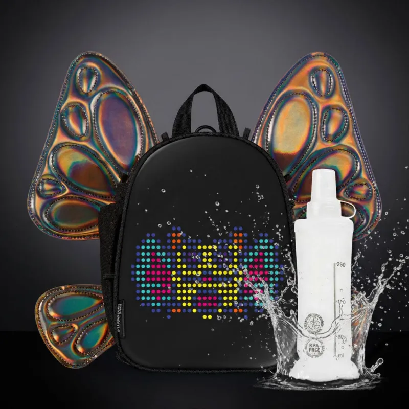 RaveBeetle FLOWt LED Festival Hydration Pack Swappable Wing Rave Backpack with 8oz Soft Water Bottle & Light Accessory (Mocha) sold by Zulily