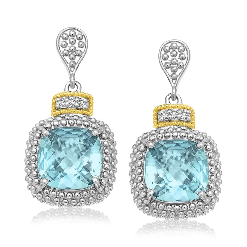 Avera Group 18k Yellow Gold & Sterling Silver Sky Blue Topaz & Diamond Earrings (.05cttw) sold by Zulily