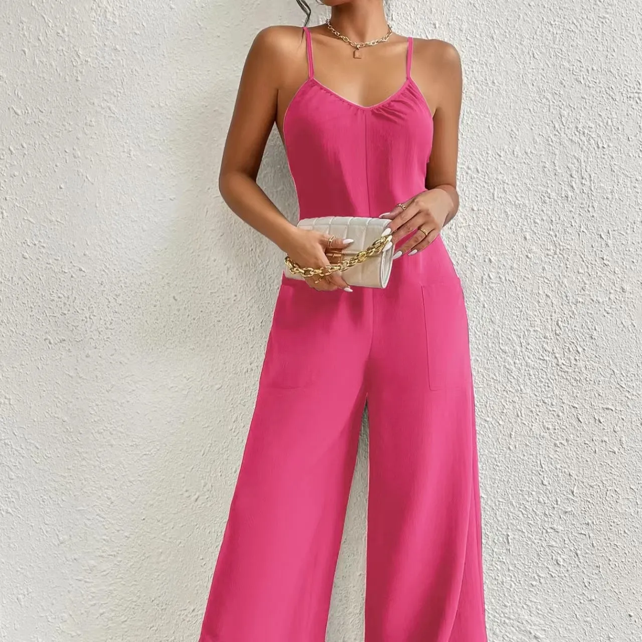 Women's New Cross Backless Wide Leg Camisole Skirt Jumpsuit sold by Zulily product image thumbnail 4