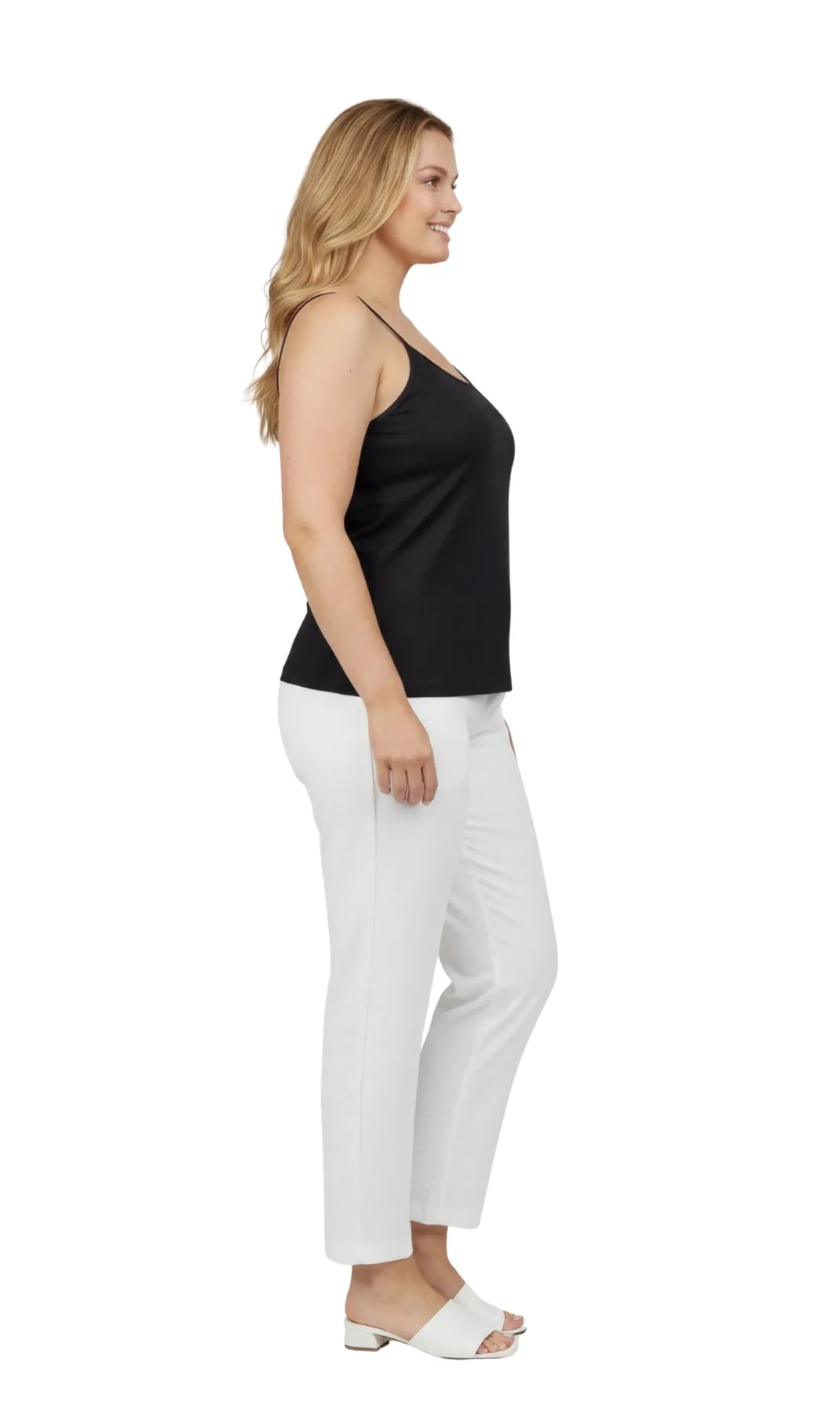 Women's Essential Adjustable Strap Camisole in Soft Cotton Blend Fabric with a built in Shelf Bra sold by Zulily product image thumbnail 4