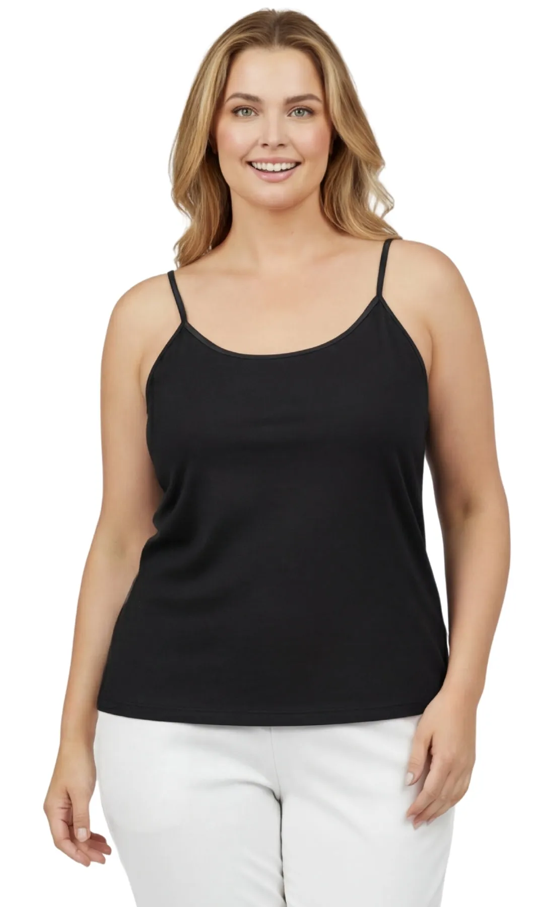 Women's Essential Adjustable Strap Camisole in Soft Cotton Blend Fabric with a built in Shelf Bra sold by Zulily