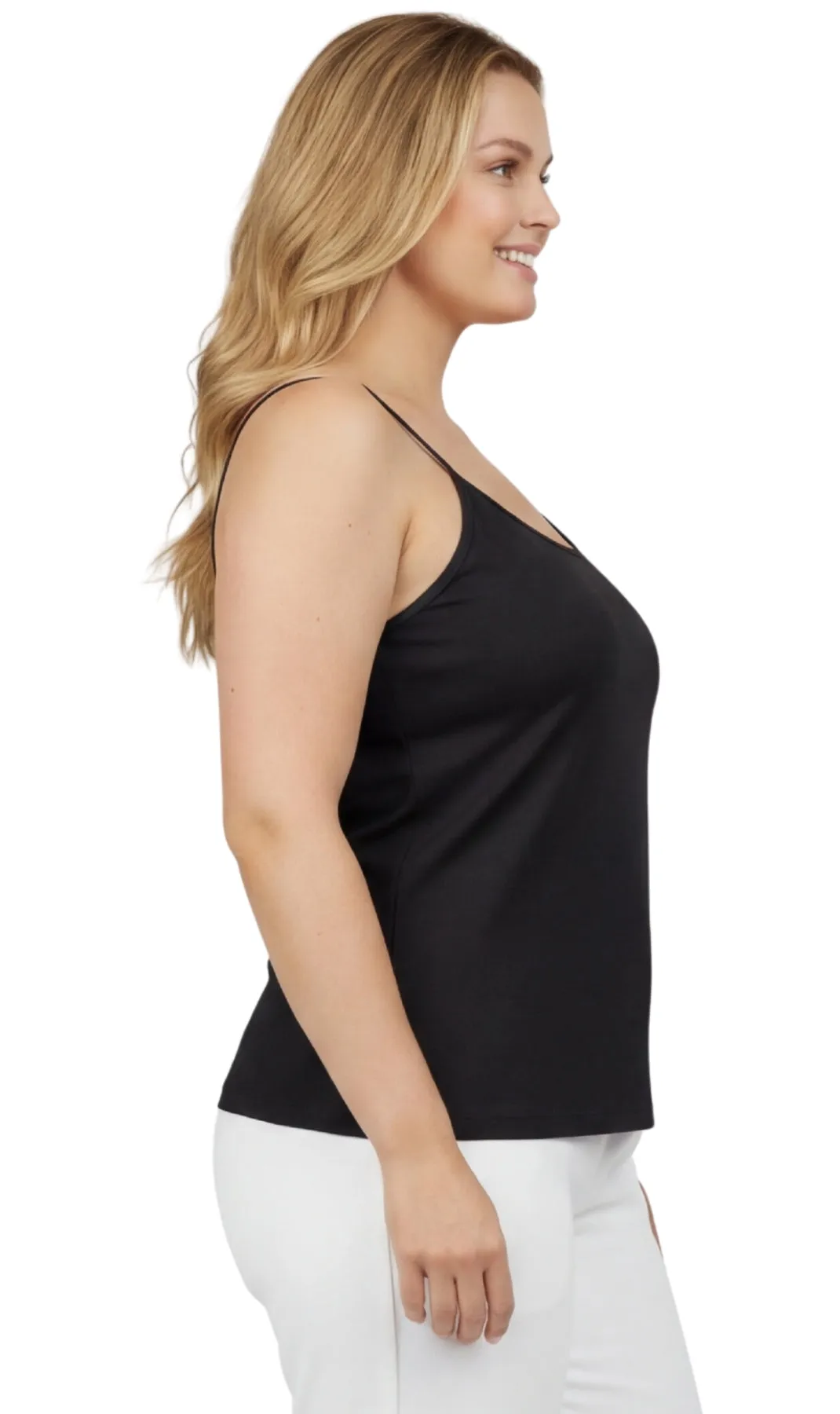 Women's Essential Adjustable Strap Camisole in Soft Cotton Blend Fabric with a built in Shelf Bra sold by Zulily product image thumbnail 2